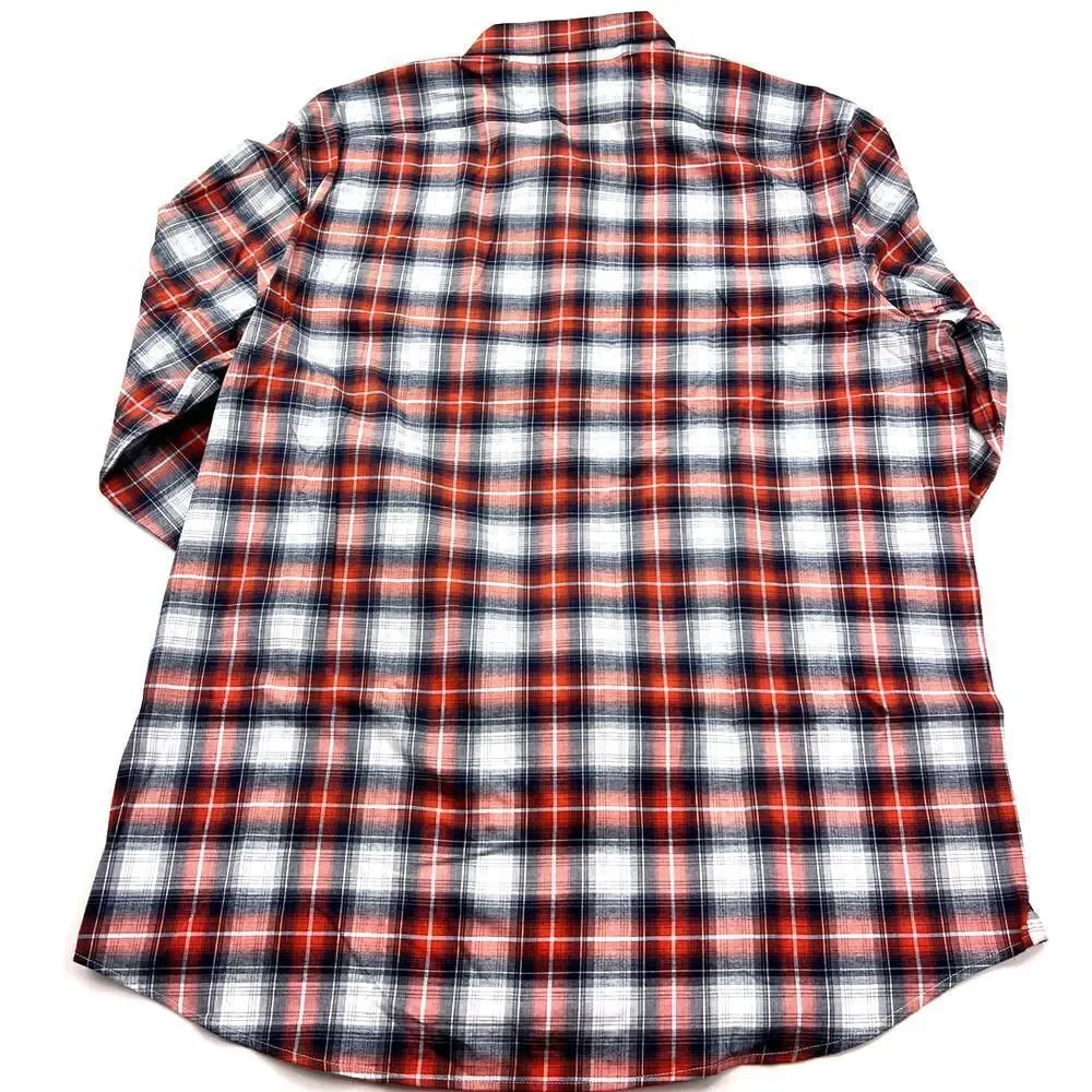 NWT Michael Kors Men US XXL Plaid Button Down Shirt  White Gray Orange Casual - Picture 6 of 7